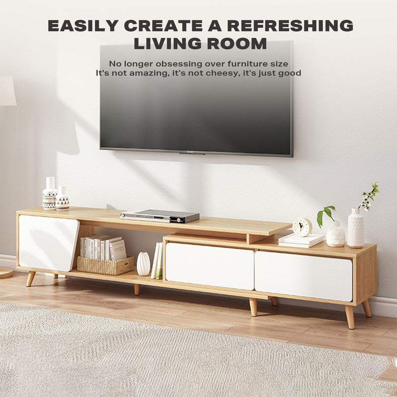 Adjustable TV Stand Entertainment Unit 120-200cm with Storage Drawer Cabinet