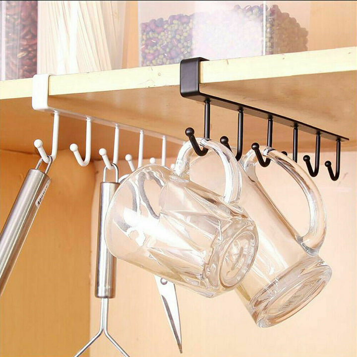 Under Cabinet Hanger 6 Hooks White