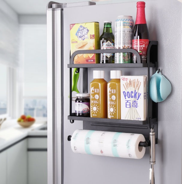 Magnetic Kitchen Fridge Storage Rack Double Layer