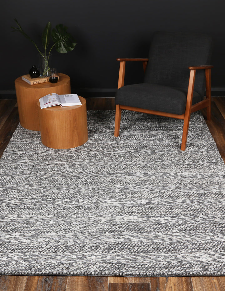 Harlow Ringlets Charcoal Wool Blend Rug 240x330