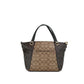 COACH Women's Kacey Khaki Brown Blocked Signature Canvas Top Zip Satchel Handbag - One Size