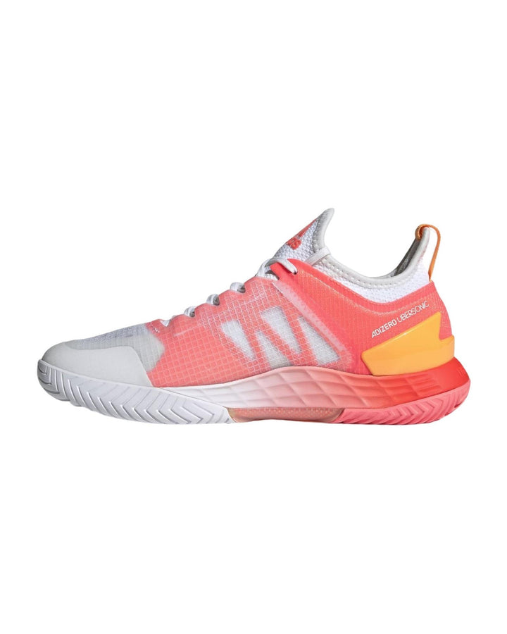 Adidas Speed-boosting Hard Court Shoes with Adituff Toe in White Blue Rush Acid Red - 10 US