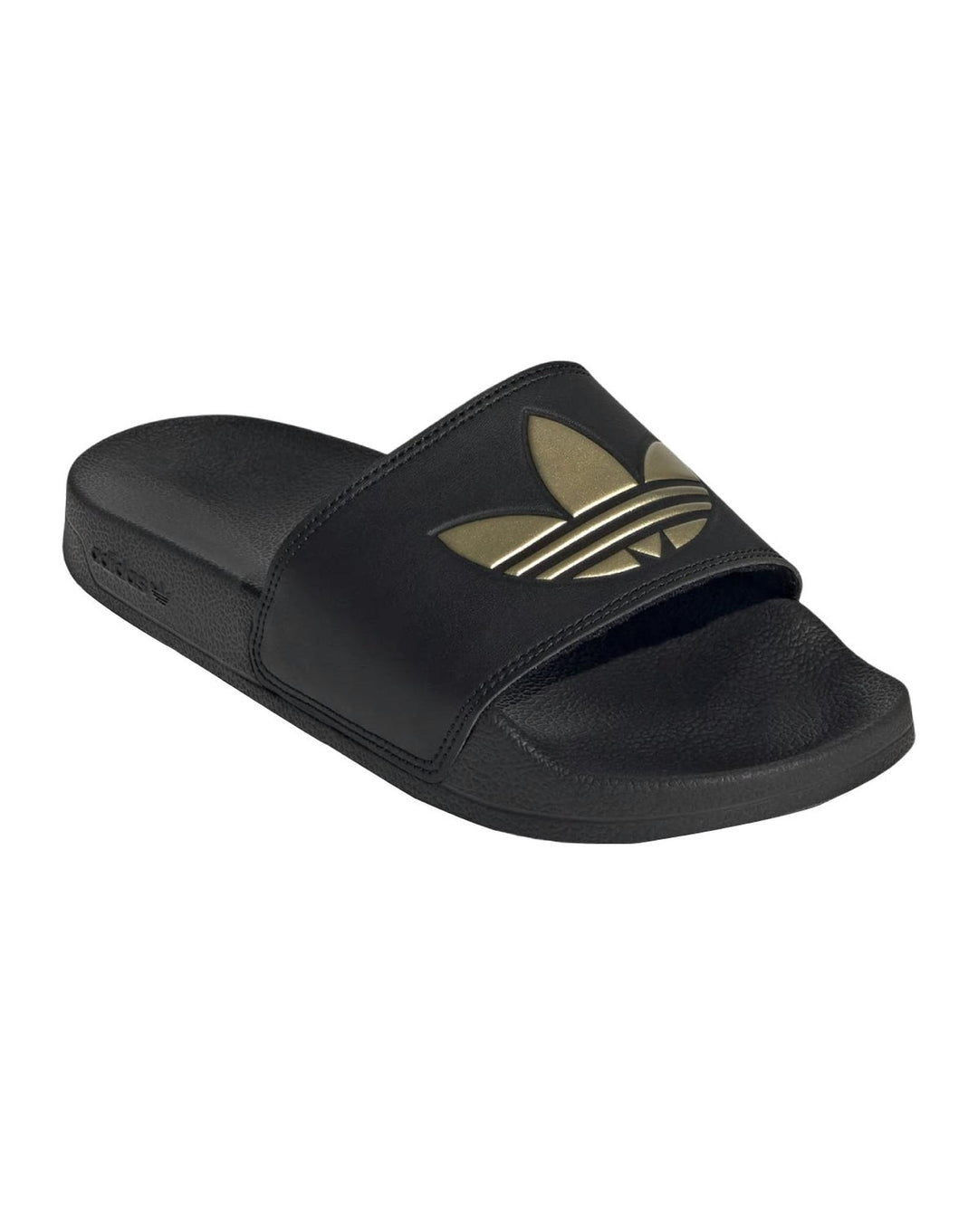 Adidas Black Casual Slides with Gold Accents in Core Black - 6 US