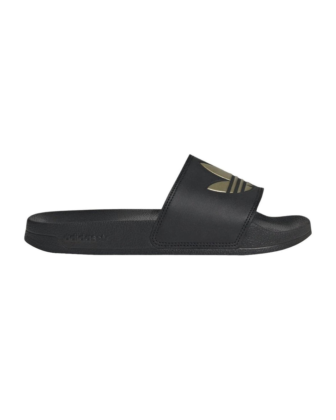 Adidas Black Casual Slides with Gold Accents in Core Black - 7 US