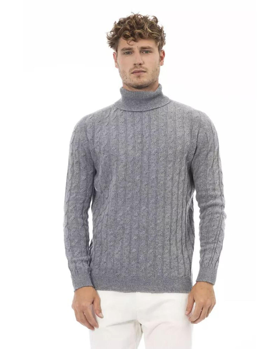 Alpha Studio Men's Gray Viscose Sweater - 50 IT