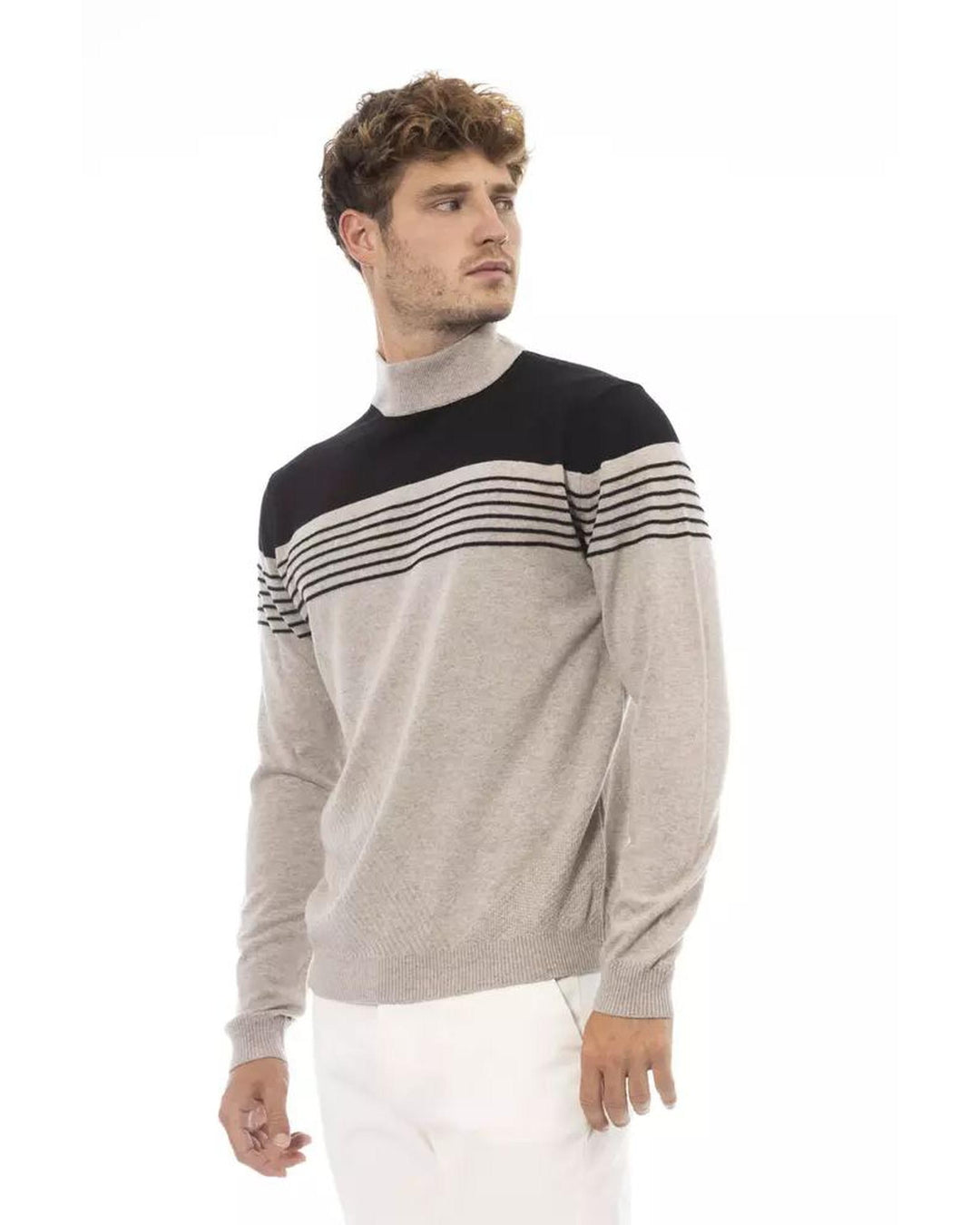 Alpha Studio Men's Beige Viscose Sweater - 48 IT