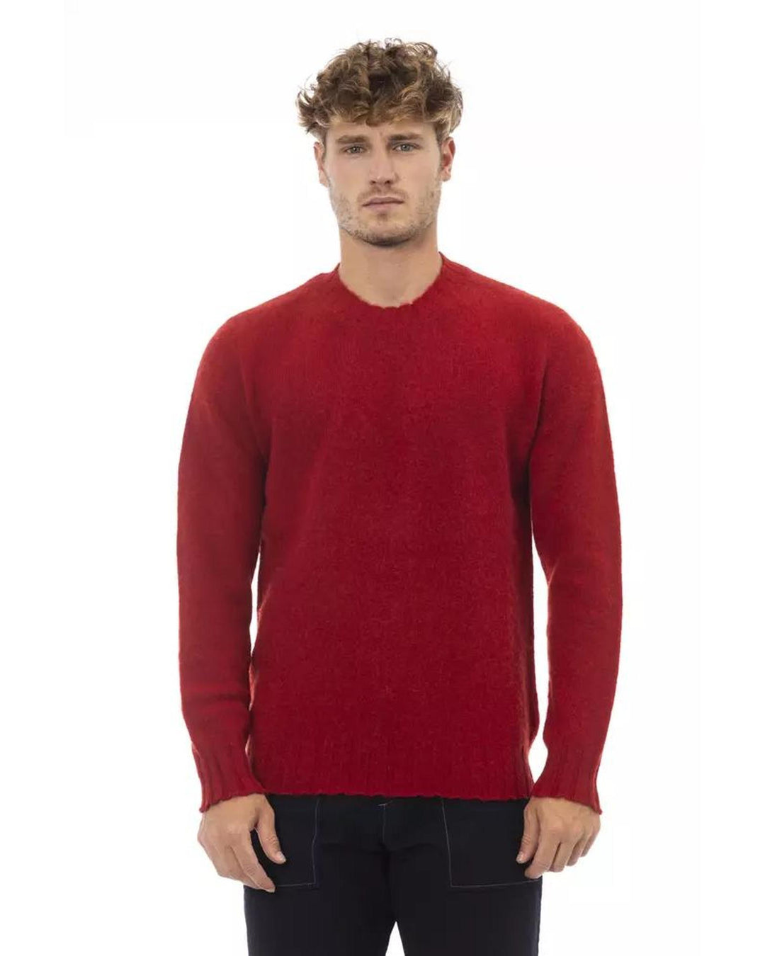 Alpha Studio Men's Red Wool Sweater - 50 IT