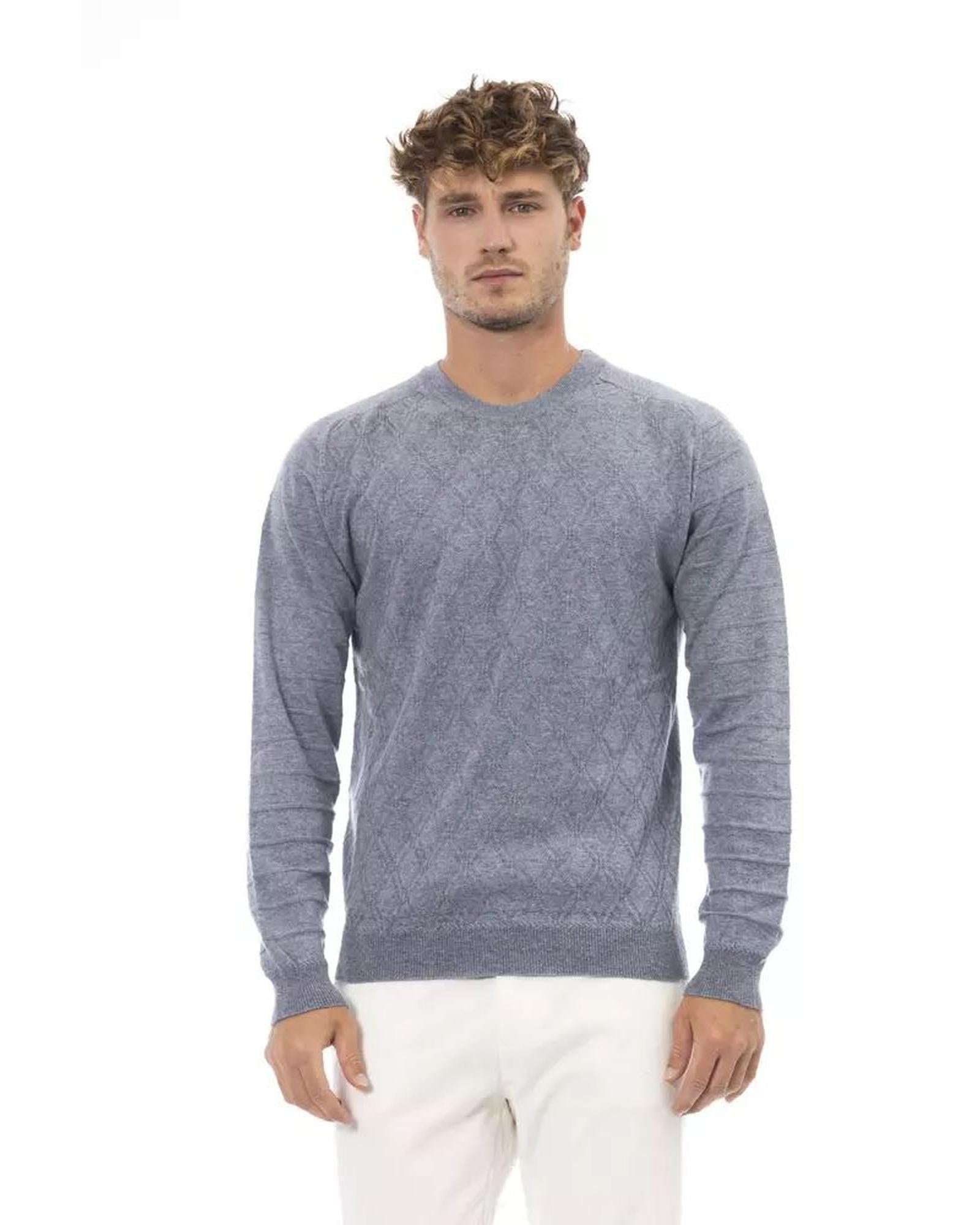 Alpha Studio Men's Light Blue Viscose Sweater - 50 IT