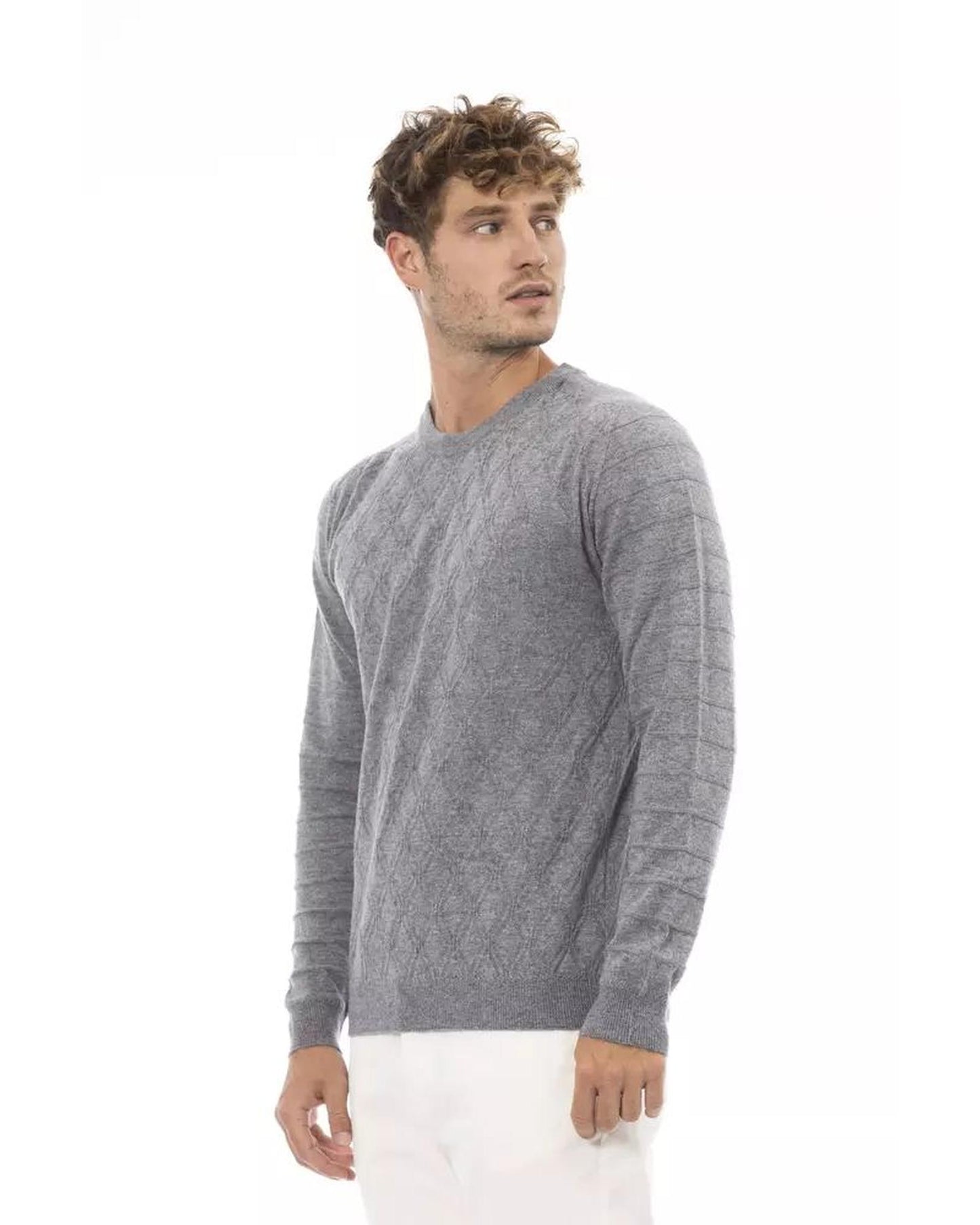 Alpha Studio Men's Gray Viscose Sweater - 48 IT