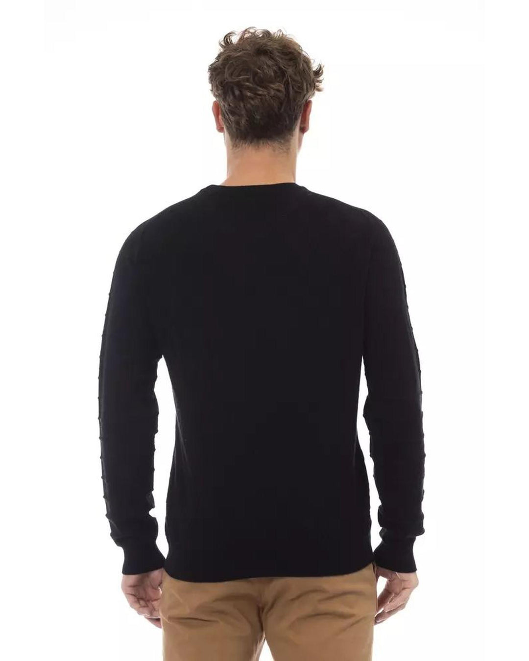 Alpha Studio Men's Black Viscose Sweater - 46 IT