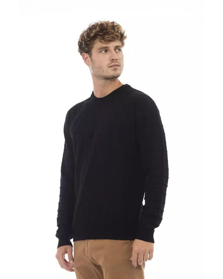 Alpha Studio Men's Black Viscose Sweater - 48 IT