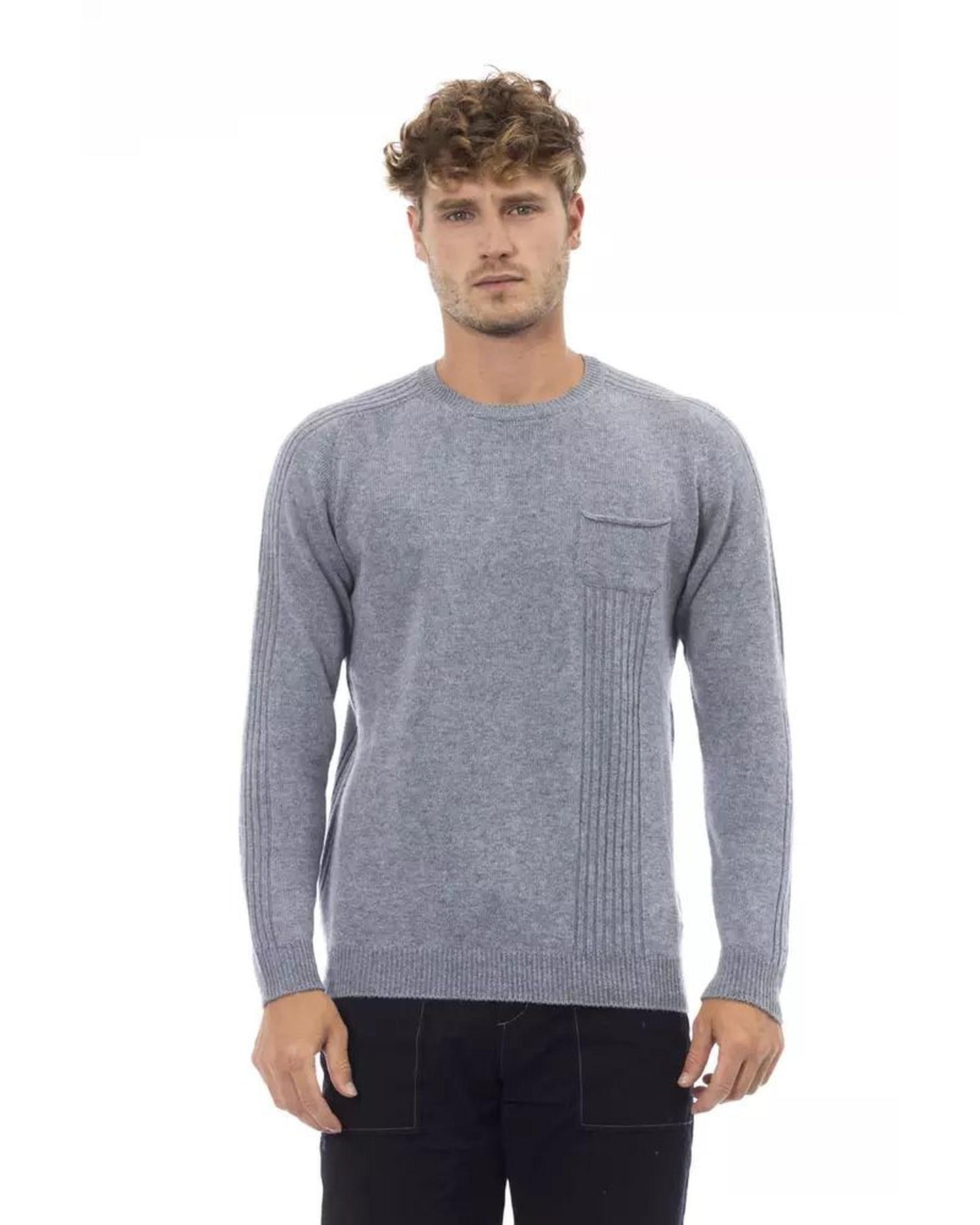 Alpha Studio Men's Light Blue Viscose Sweater - 46 IT