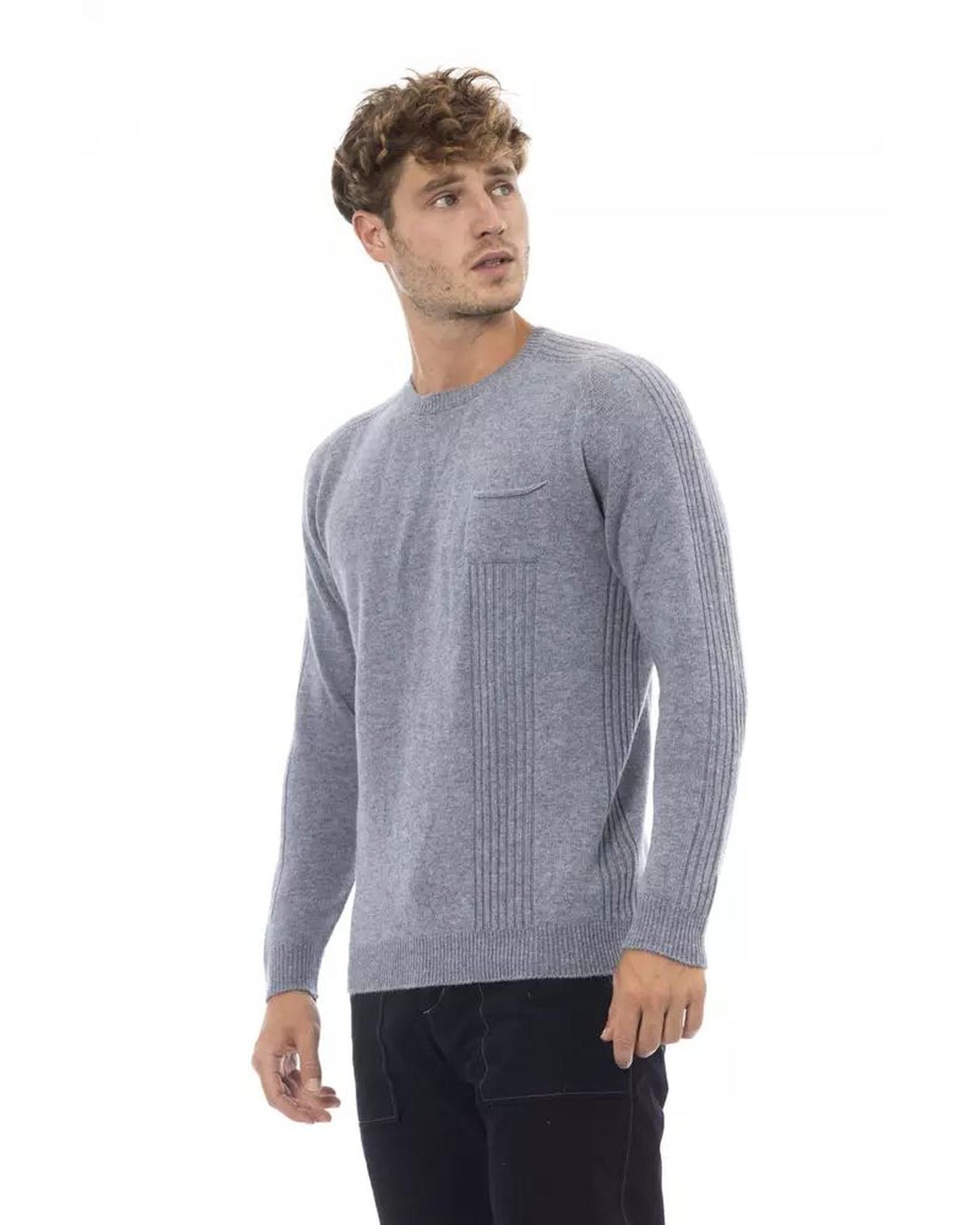 Alpha Studio Men's Light Blue Viscose Sweater - 50 IT