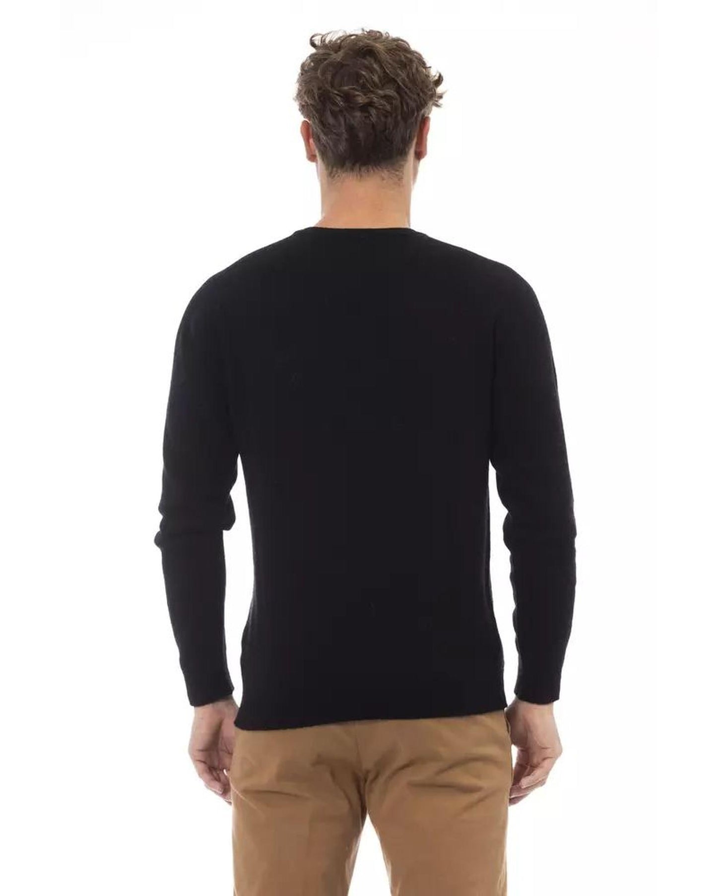 Alpha Studio Men's Black Viscose Sweater - 46 IT