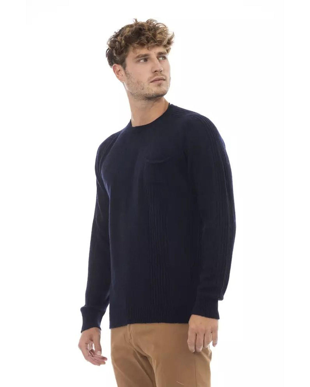 Alpha Studio Men's Blue Viscose Sweater - 46 IT