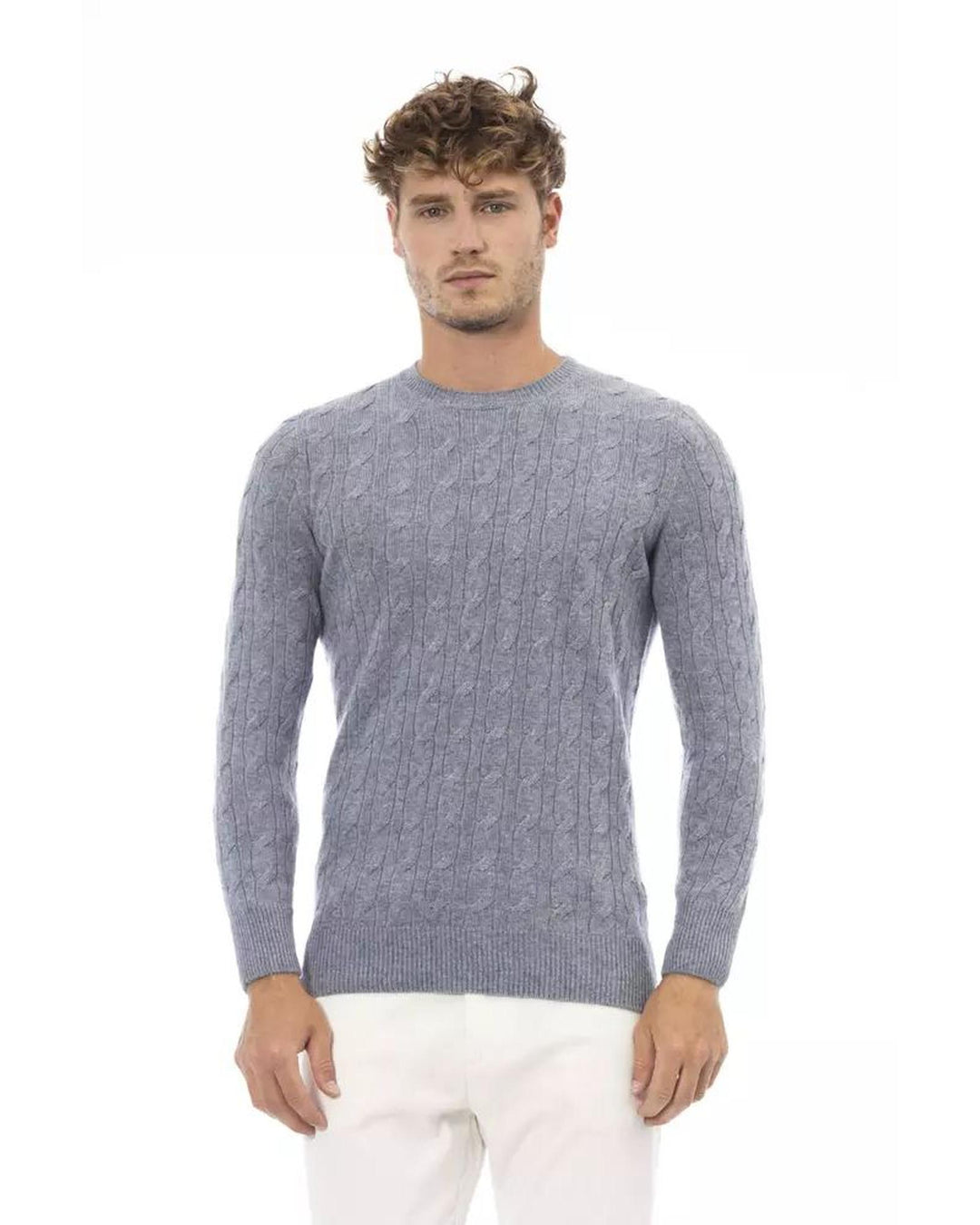 Alpha Studio Men's Light Blue Viscose Sweater - 48 IT