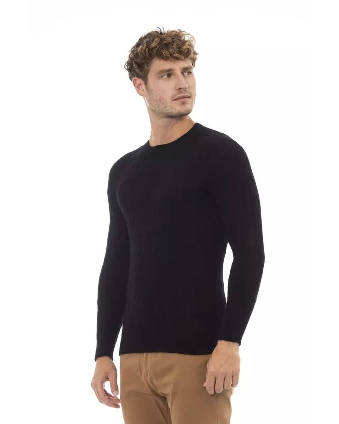 Alpha Studio Men's Black Viscose Sweater - 48 IT