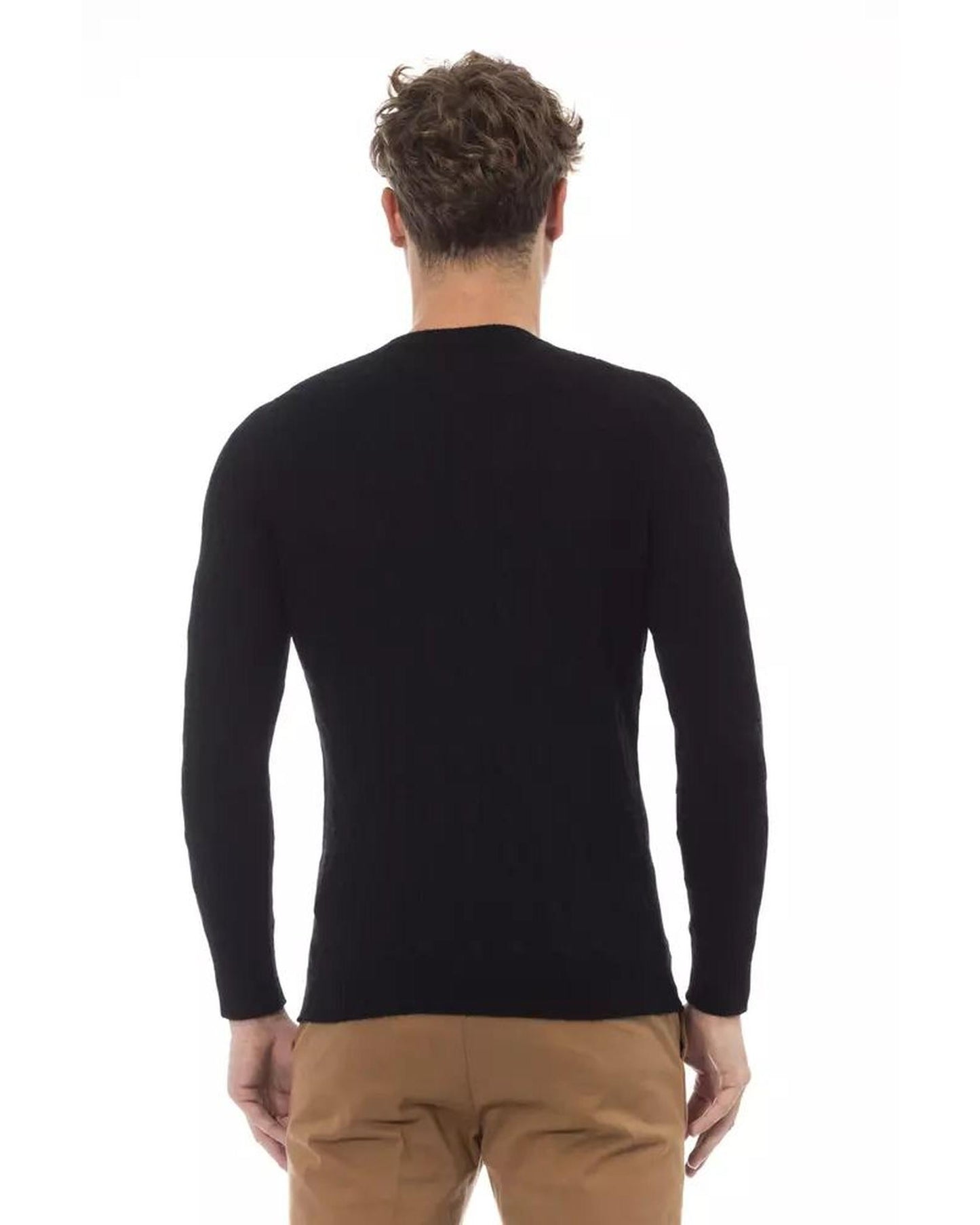 Alpha Studio Men's Black Viscose Sweater - 48 IT