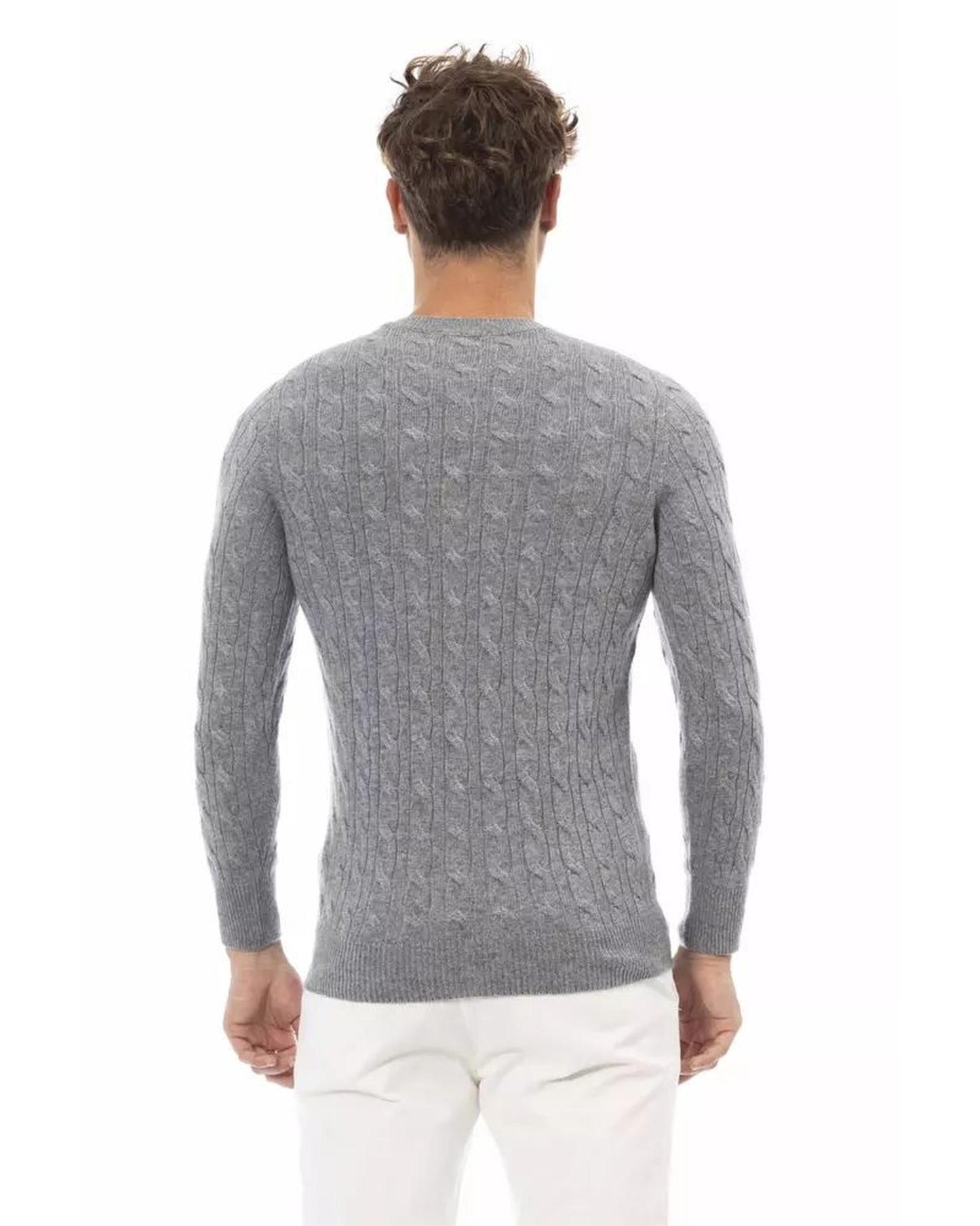 Alpha Studio Men's Gray Viscose Sweater - 46 IT