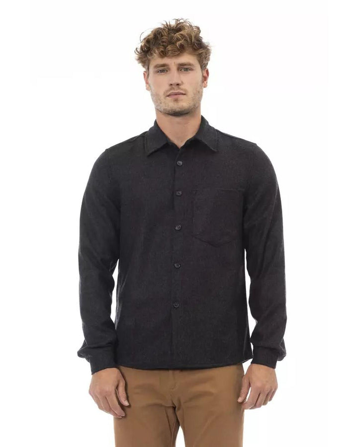 Alpha Studio Men's Gray Wool Shirt - 50 IT