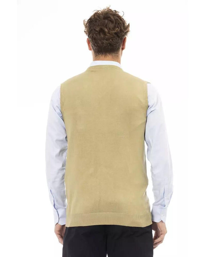 Alpha Studio Men's Beige Viscose Vest - 50 IT