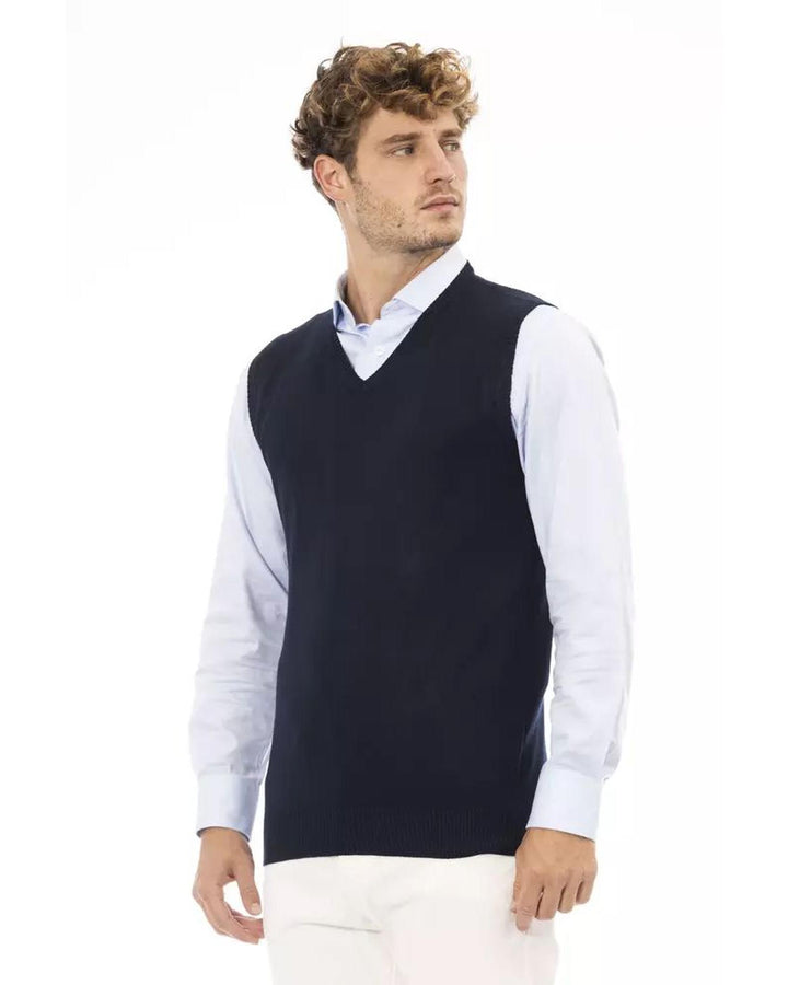 Alpha Studio Men's Blue Viscose Vest - 48 IT