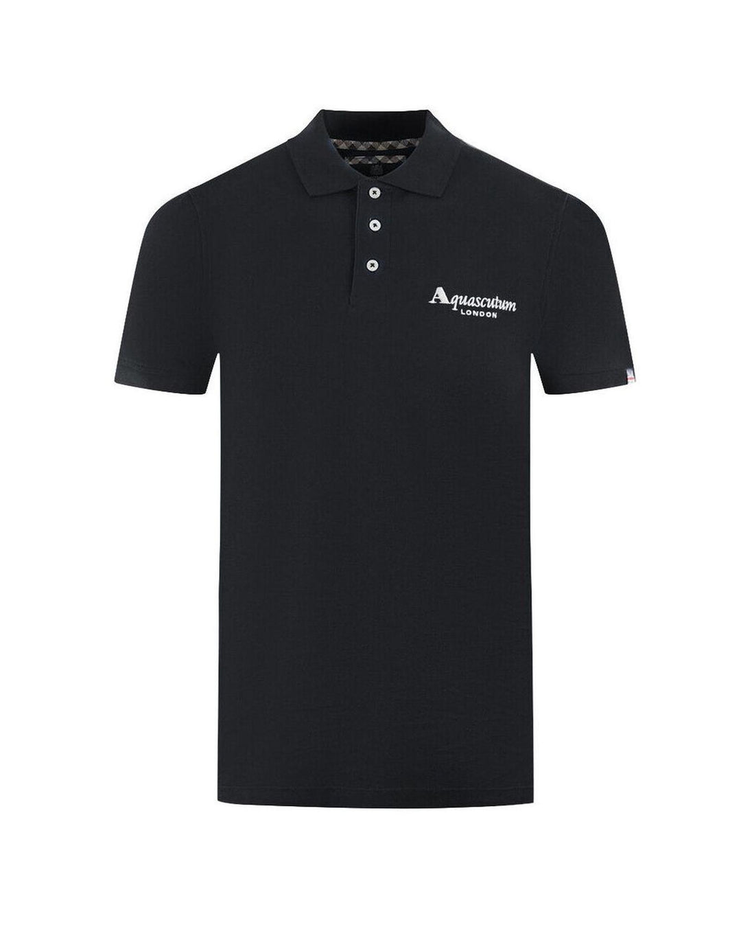 Aquascutum Men's Black Cotton Polo Shirt - M