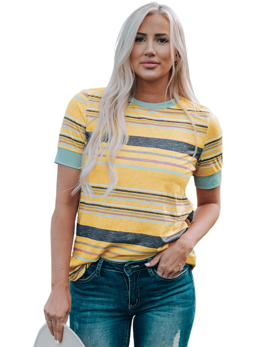 Azura Exchange Luxury Striped Crew Neck T-Shirt - L