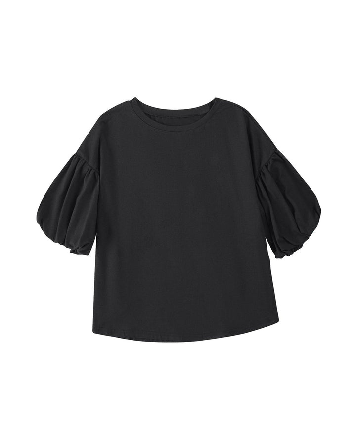 Azura Exchange Bubble Sleeve Round Neck Blouse - XL