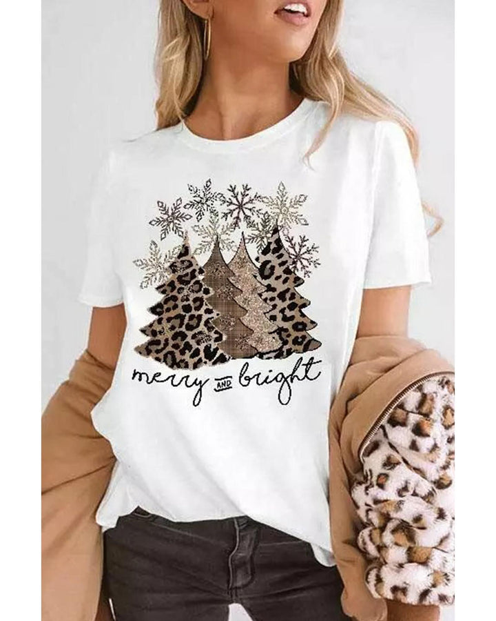 Azura Exchange Leopard Christmas Tree Graphic Print T-Shirt - 2XL