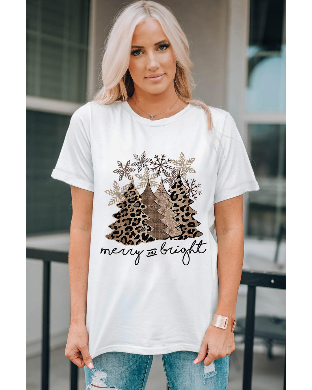 Azura Exchange Leopard Christmas Tree Graphic Print T-Shirt - 2XL