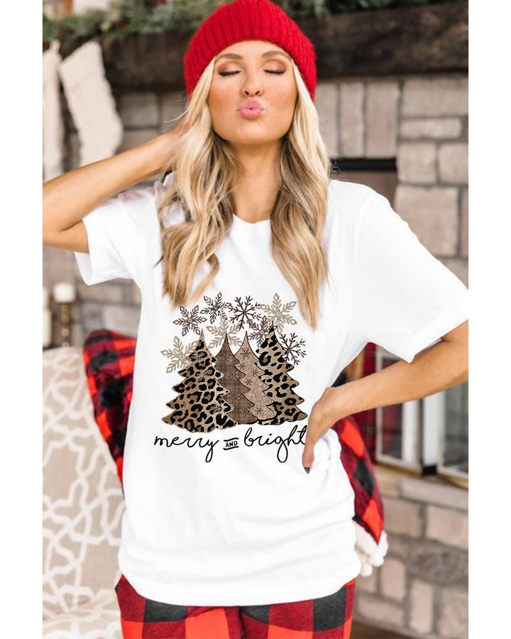 Azura Exchange Leopard Christmas Tree Graphic Print T-Shirt - M