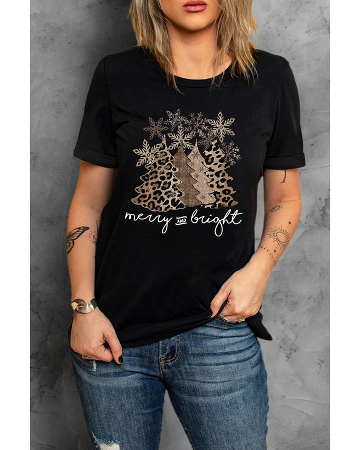 Azura Exchange Leopard Christmas Tree Graphic Print T-Shirt - 2XL