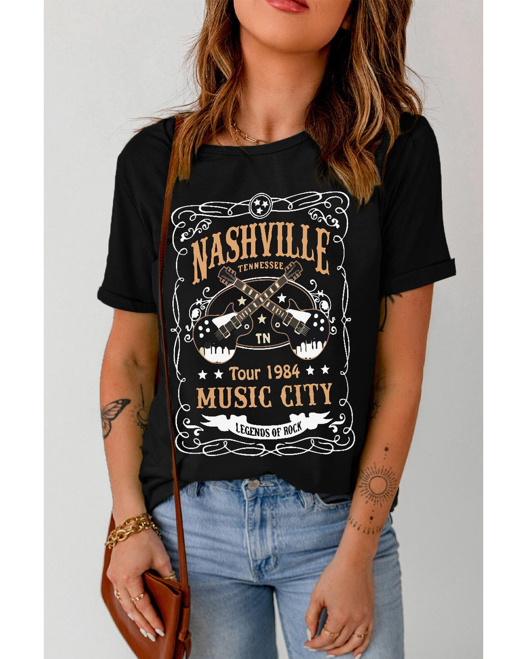 Azura Exchange NASHVILLE Letter Guitar Print Tee - 2XL