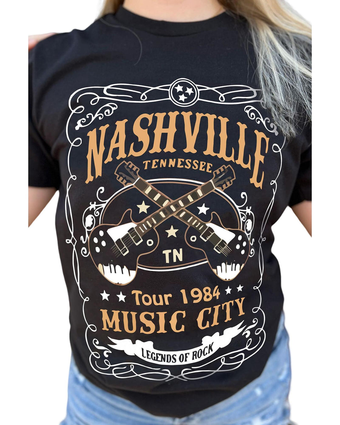 Azura Exchange NASHVILLE Letter Guitar Print Tee - 2XL