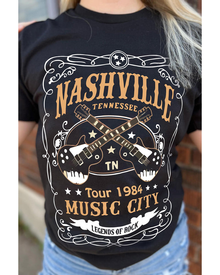 Azura Exchange NASHVILLE Letter Guitar Print Tee - 2XL