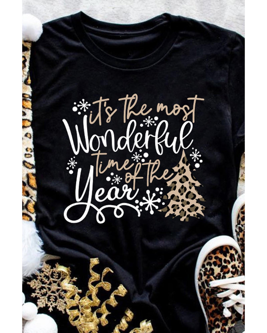 Azura Exchange Christmas Leopard Graphic Tee - 2XL