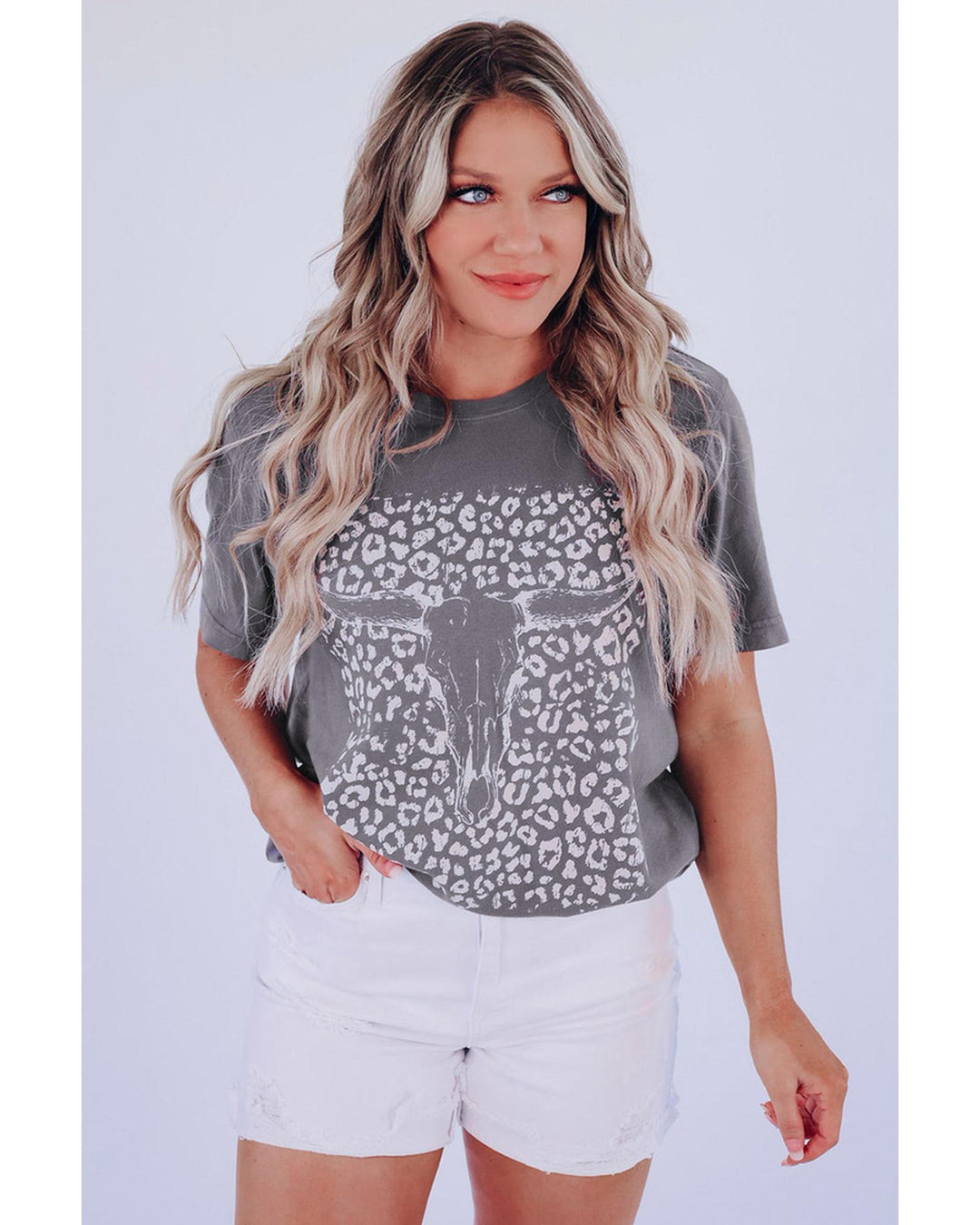 Azura Exchange Leopard Bull Skull Graphic Tee - L