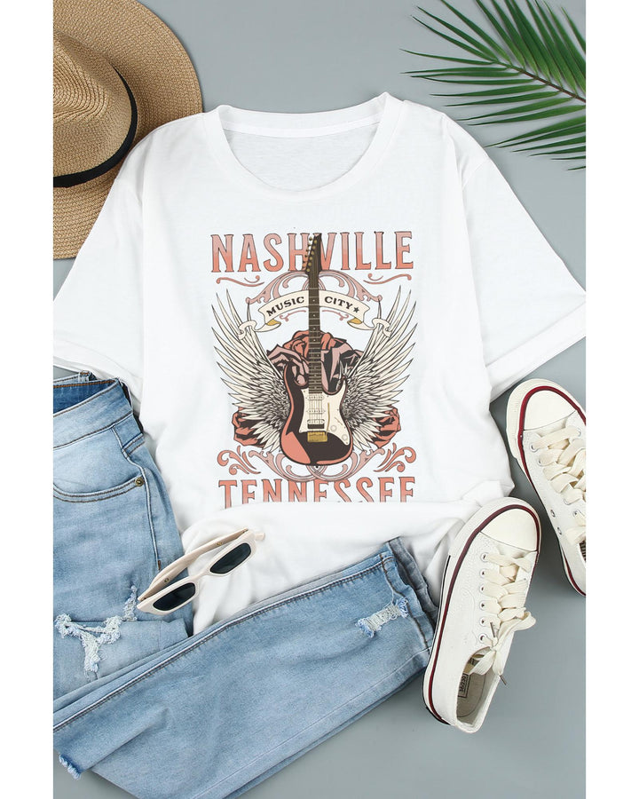 Azura Exchange Music City Guitar Graphic Print Tee - 2XL