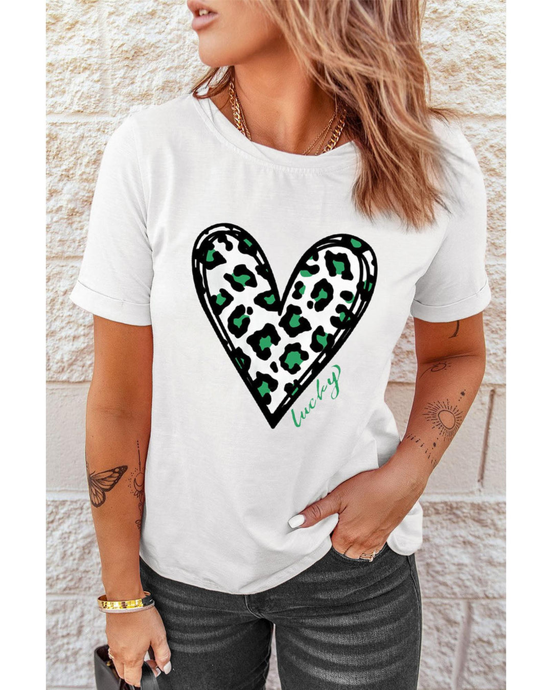 Azura Exchange Leopard Heart Print St Patricks Day T Shirt - 2XL