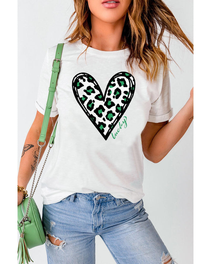 Azura Exchange Leopard Heart Print St Patricks Day T Shirt - 2XL