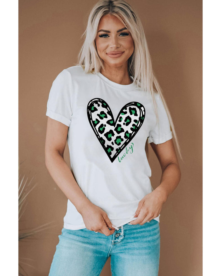 Azura Exchange Leopard Heart Print St Patricks Day T Shirt - 2XL