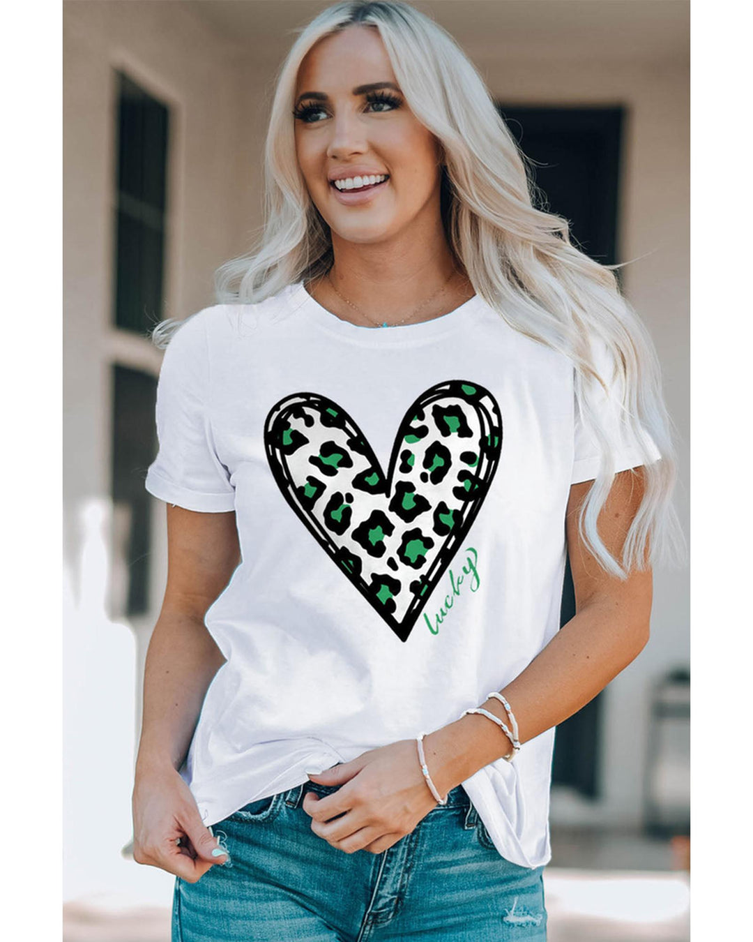 Azura Exchange Leopard Heart Print St Patricks Day T Shirt - 2XL