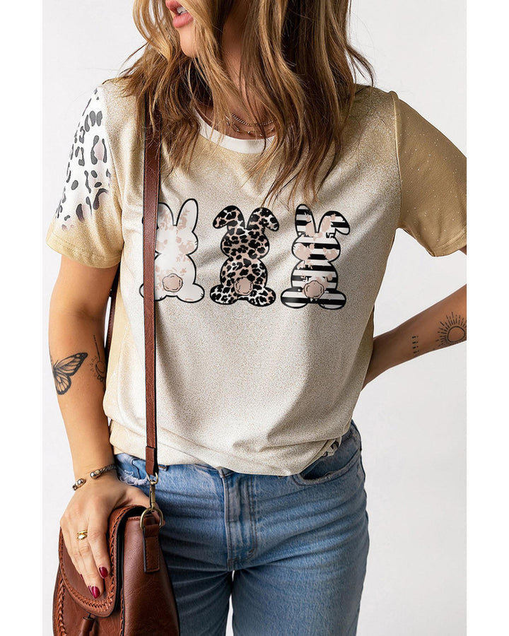 Azura Exchange Easter Bunny Leopard Bleached Print Graphic Tee - XL