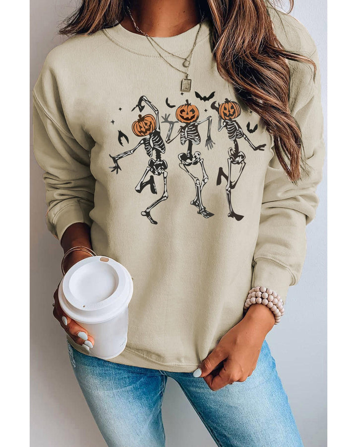 Azura Exchange Pumpkin Skull Graphic Crew Neck Sweatshirt - 2XL