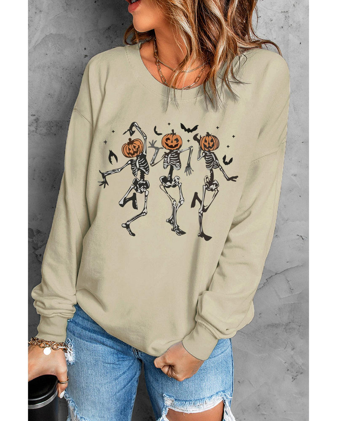 Azura Exchange Pumpkin Skull Graphic Crew Neck Sweatshirt - 2XL