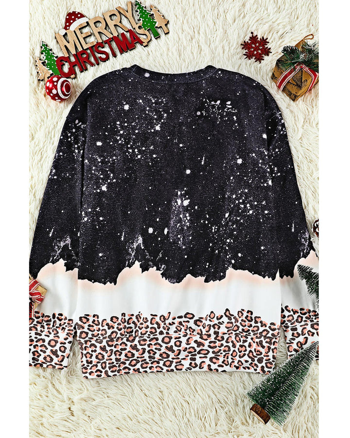 Azura Exchange Christmas Graphic Leopard Bleached Sweatshirt - M