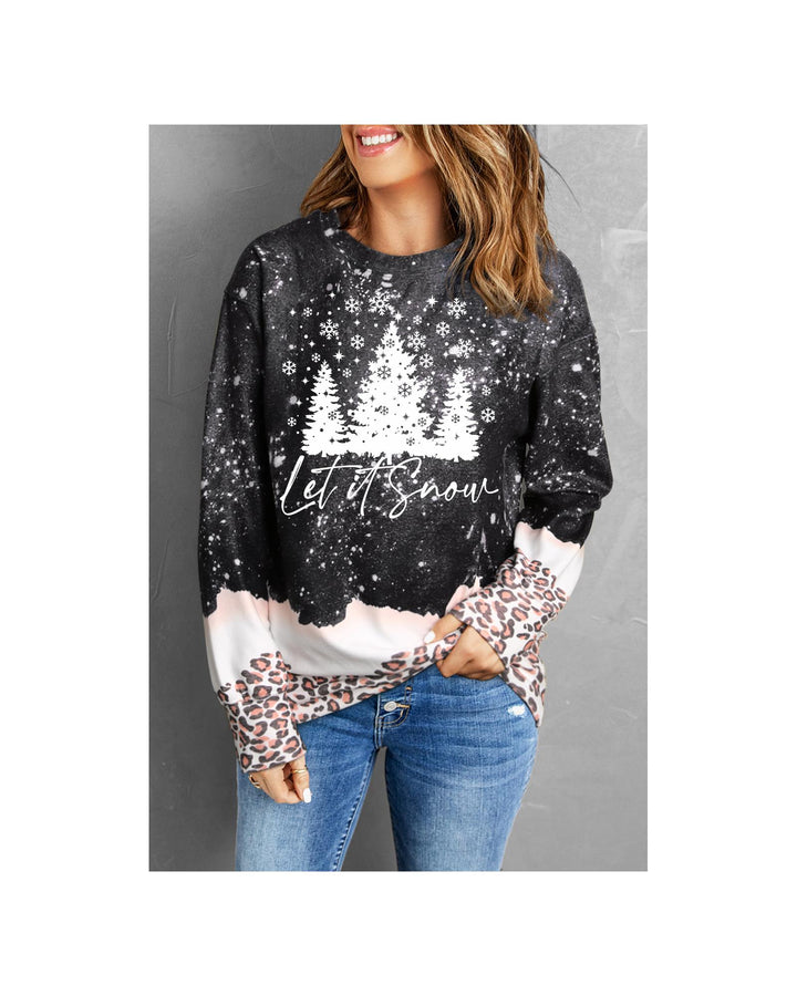 Azura Exchange Christmas Graphic Leopard Bleached Sweatshirt - M