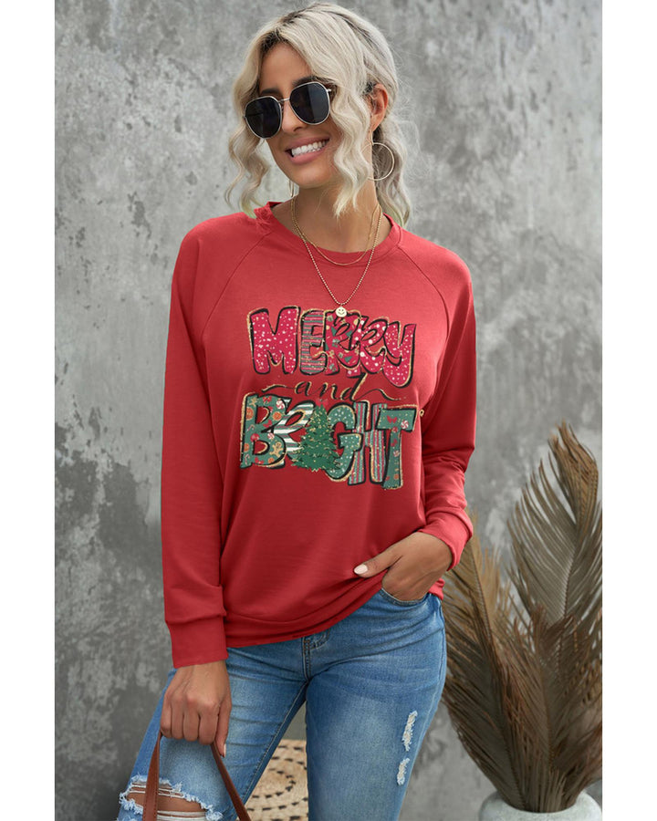 Azura Exchange Merry and Bright Xmas Tree Sweatshirt - M