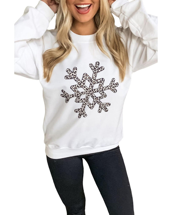 Azura Exchange Leopard Snowflake Pullover Sweatshirt - S